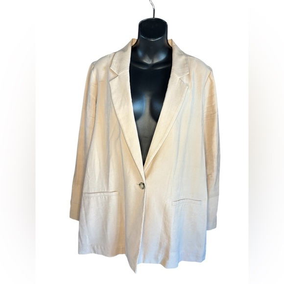 Nordstrom women’s beige jacket blazer sz L preloved no flaws - Picture 1 of 7